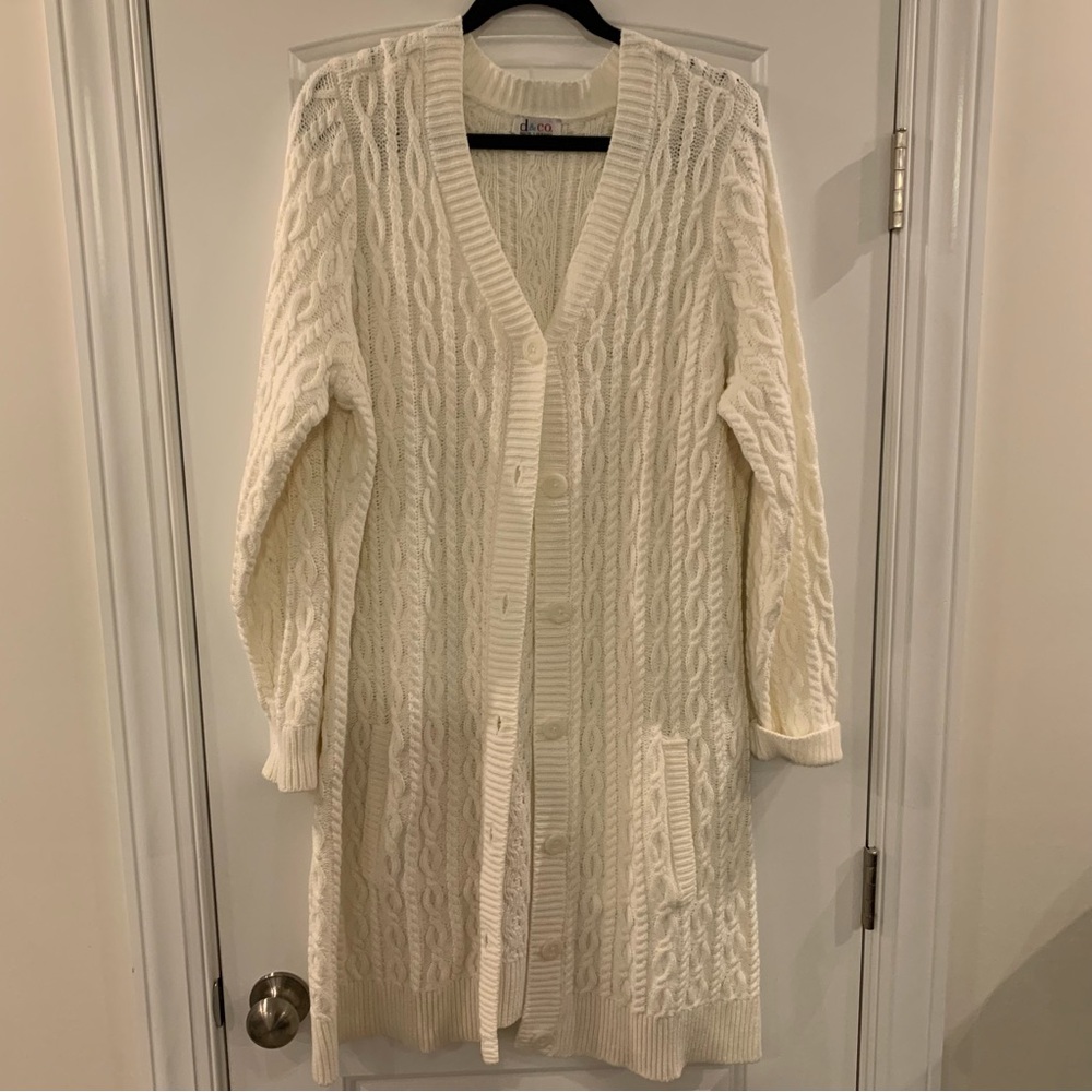 D&Co White Duster Sweater - 1X